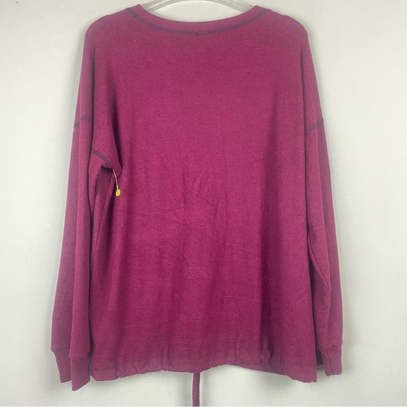 NWOT Freeloader Maroon Pullover Drawstring Waist Crew Neck Lightweight Sweater - Picture 7 of 9